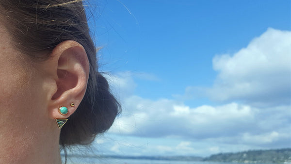 Our Tidepool Studs paired with our Makai earring Jackets.