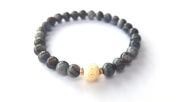 Black Mother of Pearl, Bone and Gold