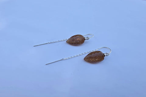Golden Rutilated Moonstone Threaders