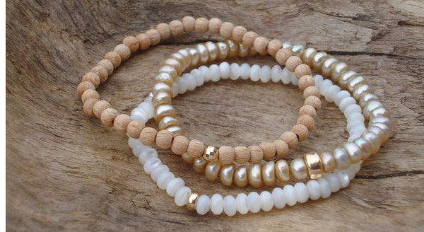 Natural Wood and Faceted Gold