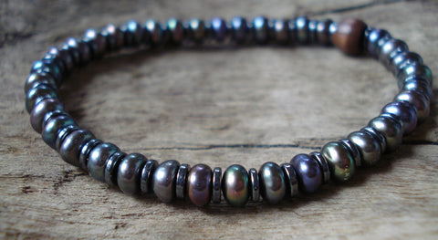Peacock Pearl and Hematite
