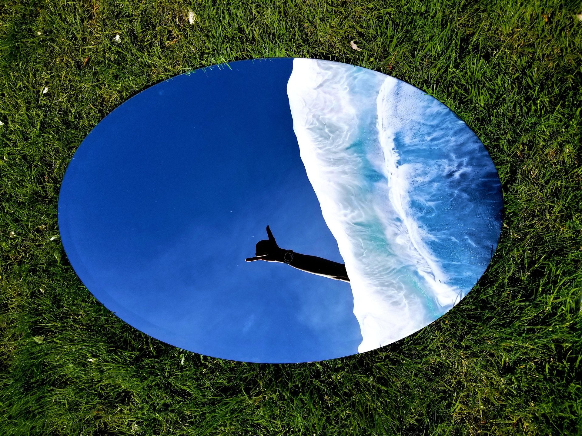Cast a Glance Collection. Mirrors with resin ocean waves